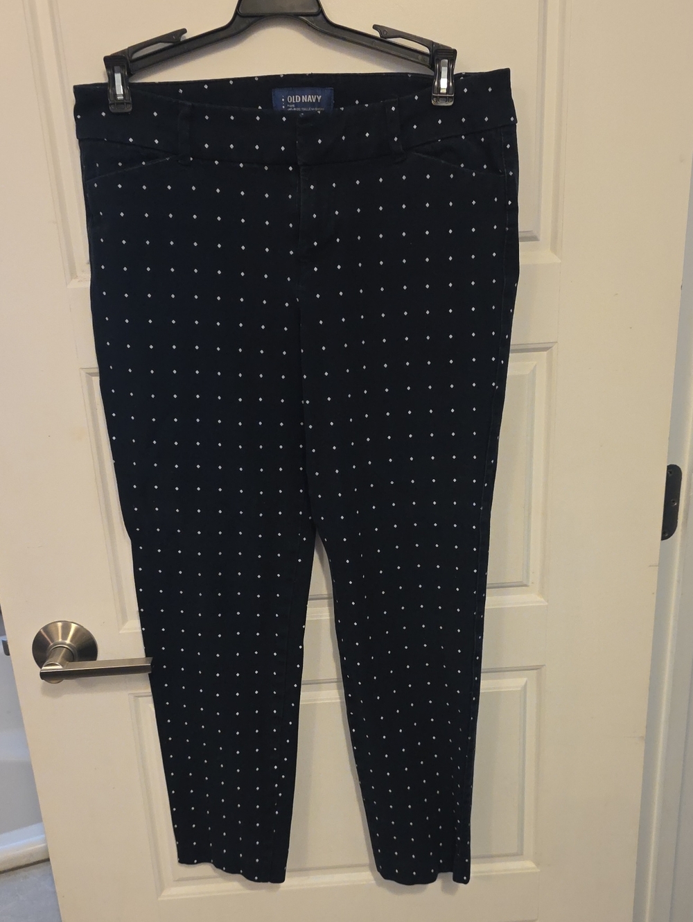 Old Navy Black Ankle Pants with White Polka Dot Print